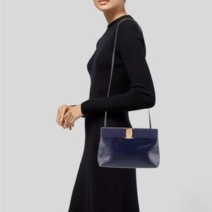 Ferragamo Crossbody LEATHER Bag Navy Blue - Gold hardware MADE IN ITALY